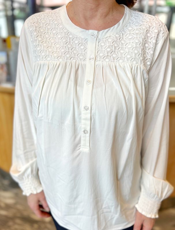 Sølvi bluse-topp broderi 