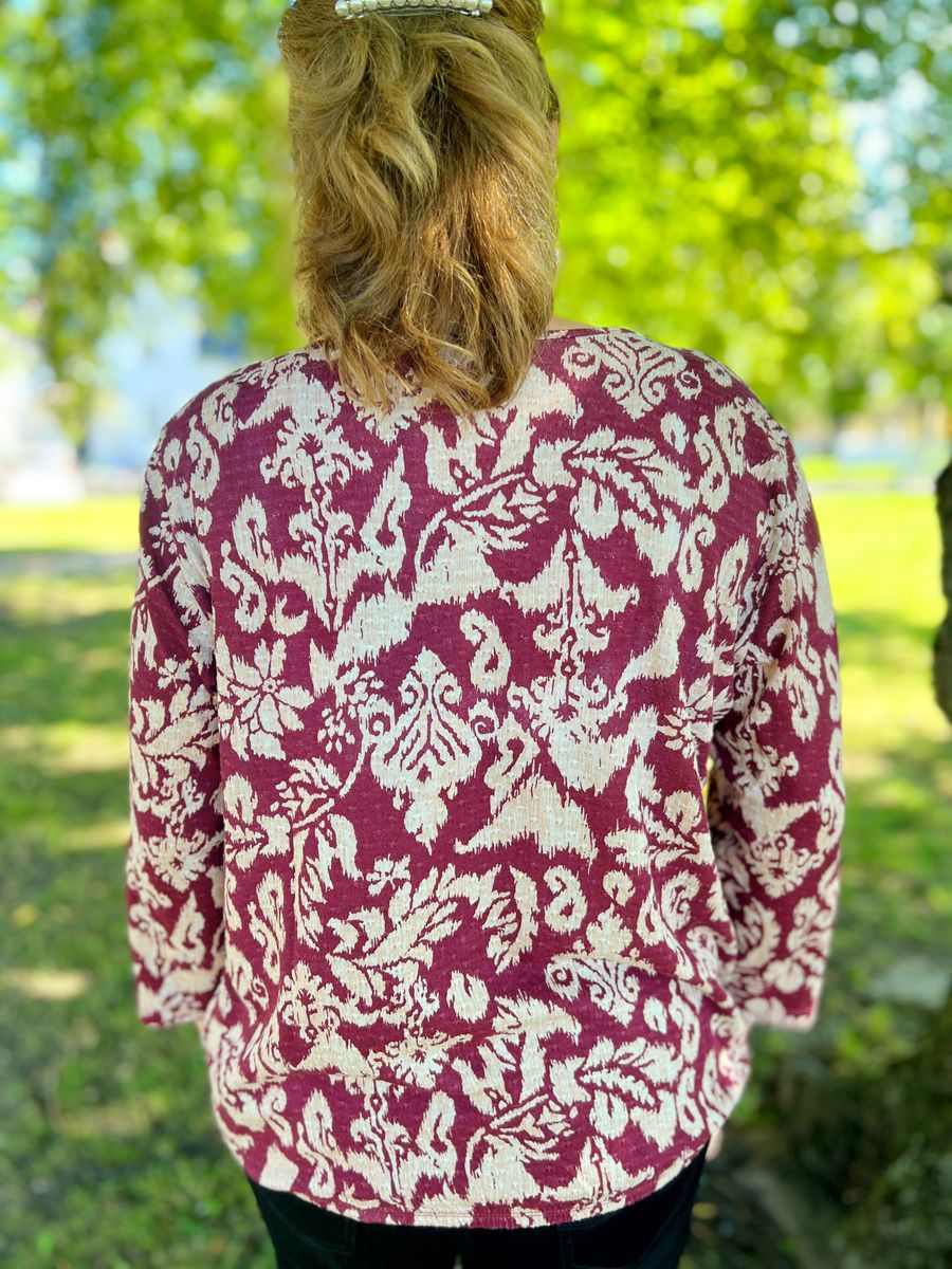 Sissel topp ikat burgunder