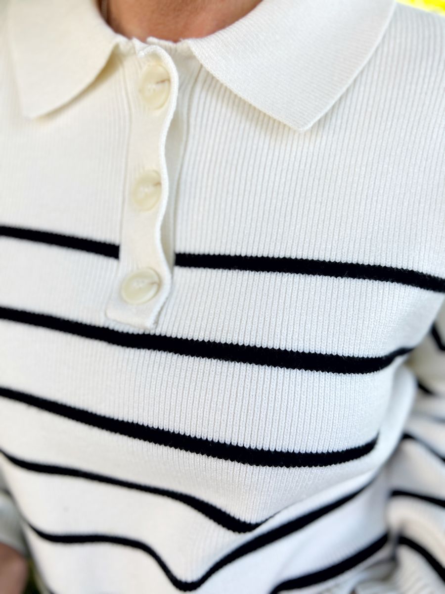 Marion genser kremhvit stripe