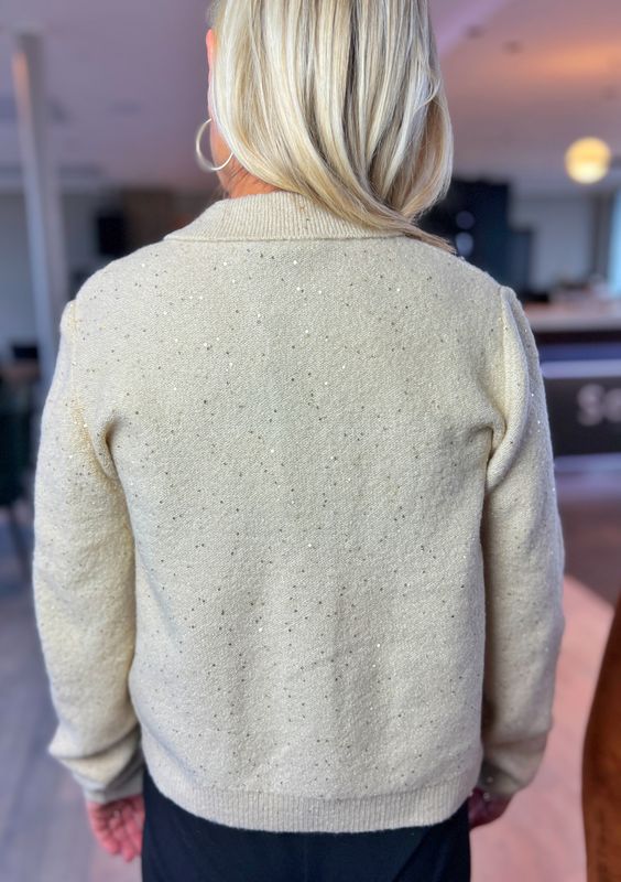 Helga kremhvit cardigan med glitter