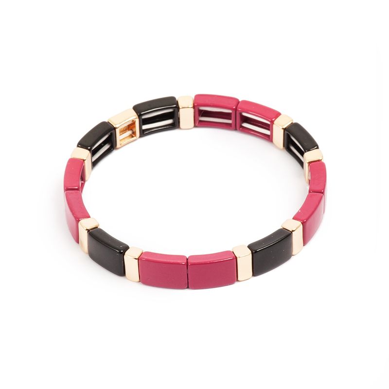 Emaljert armbånd L/XL  fuksia/sort 