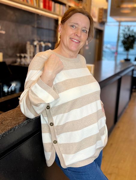 Hovedbilde Carina stripet genser sesame mix