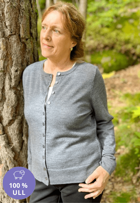 Marion tynn ull-cardigan gråmelert