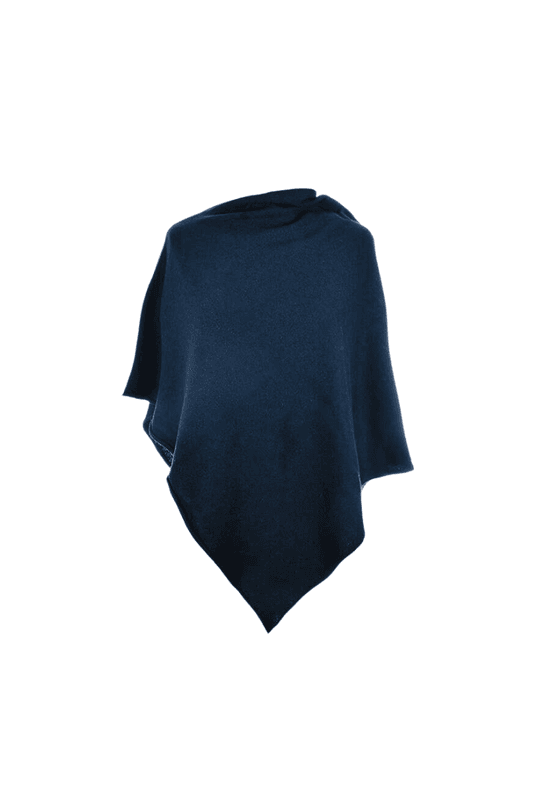 Poncho med ull marineblå