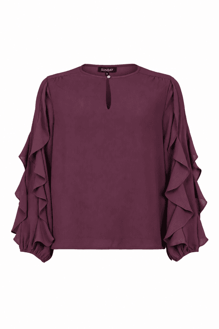 Hovedbilde Hege bluse volang plomme