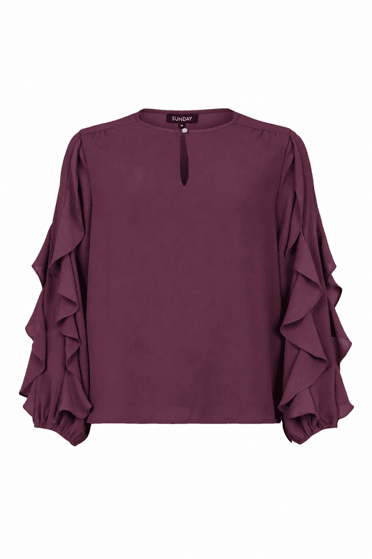 Hege bluse volang plomme