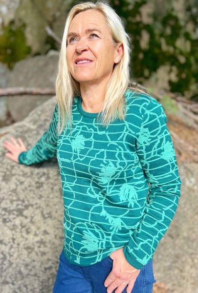 Hovedbilde Nelly genser grønn flora