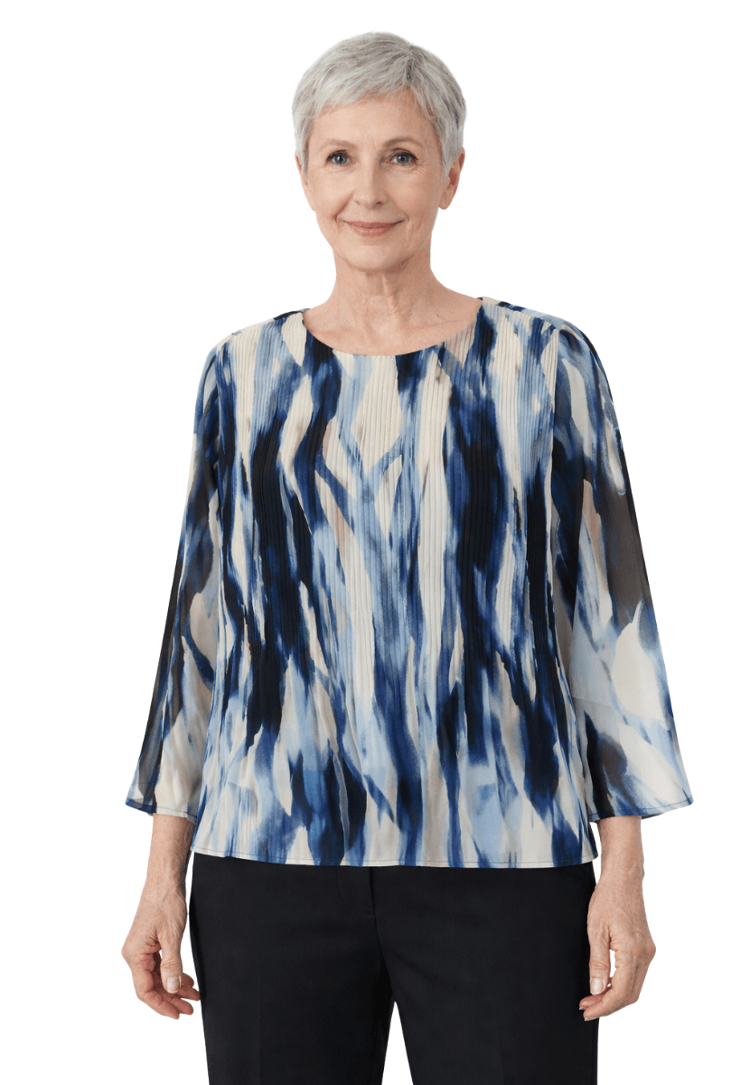 Lisen chiffonbluse blå batikk
