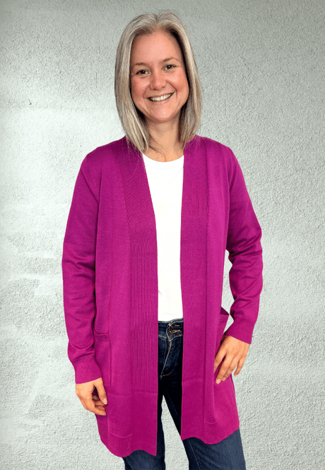 Hovedbilde Amalie strikkejakke fuksia