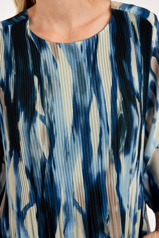 Lisen chiffonbluse blå batikk