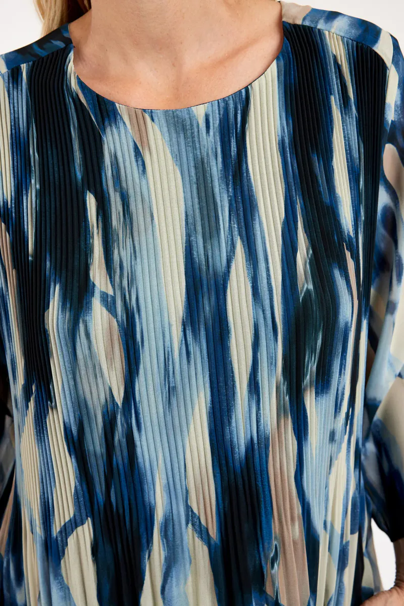 Lisen chiffonbluse blå batikk