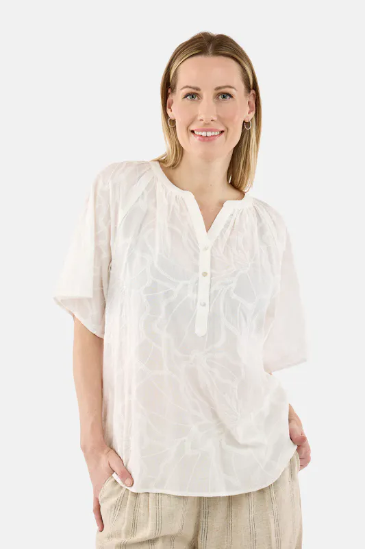 Carine kortermet bomullsbluse