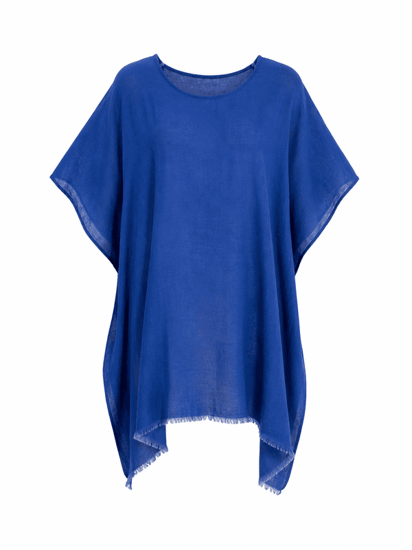 Strand-poncho blå
