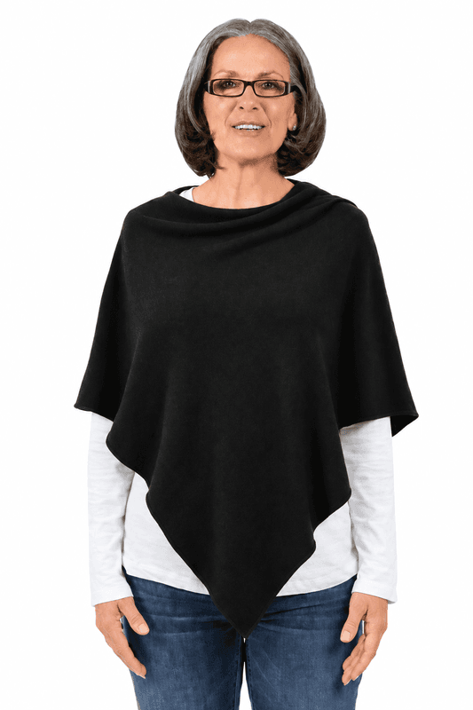 Poncho med ull svart