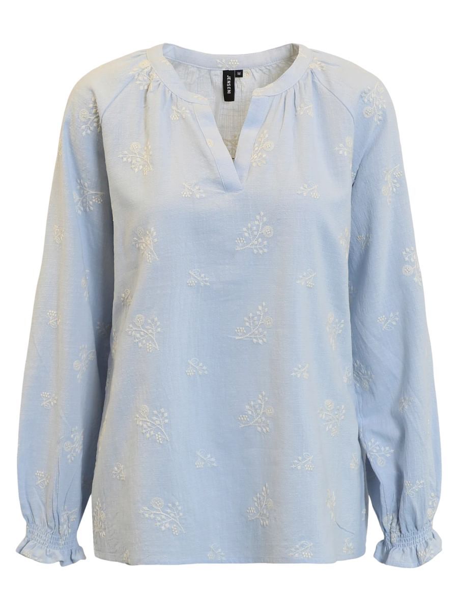 Tonje bluse lys blå broderi
