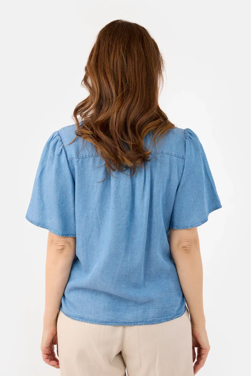 Lisen bluse blå tencel