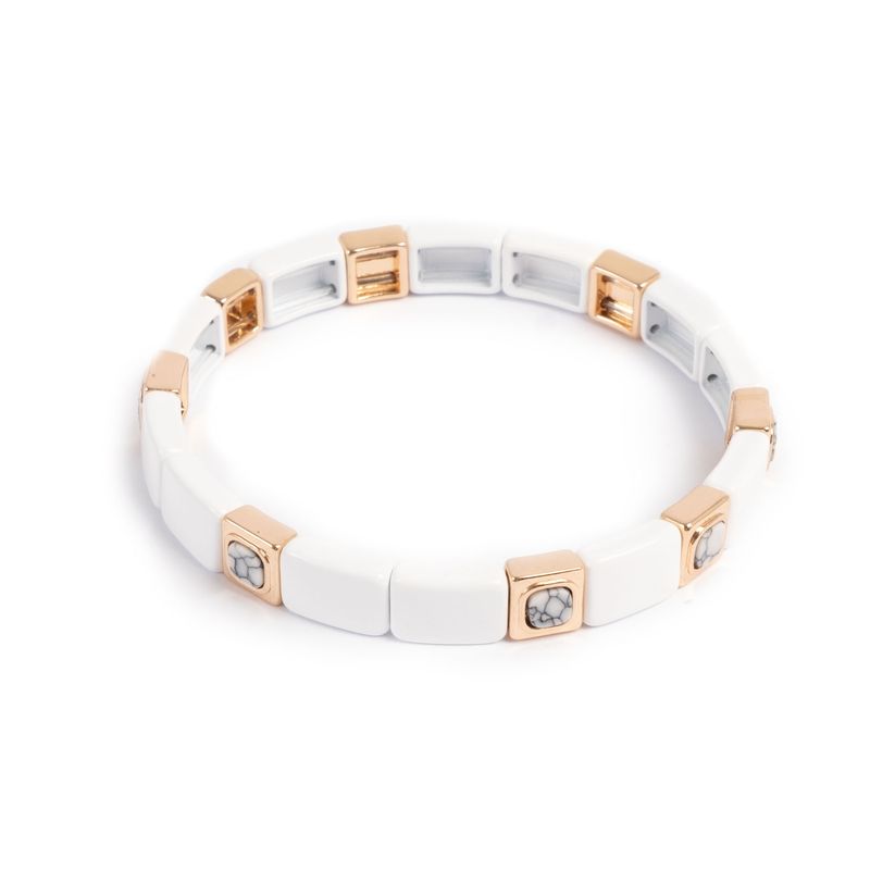 Emaljert armbånd hvit marmor
