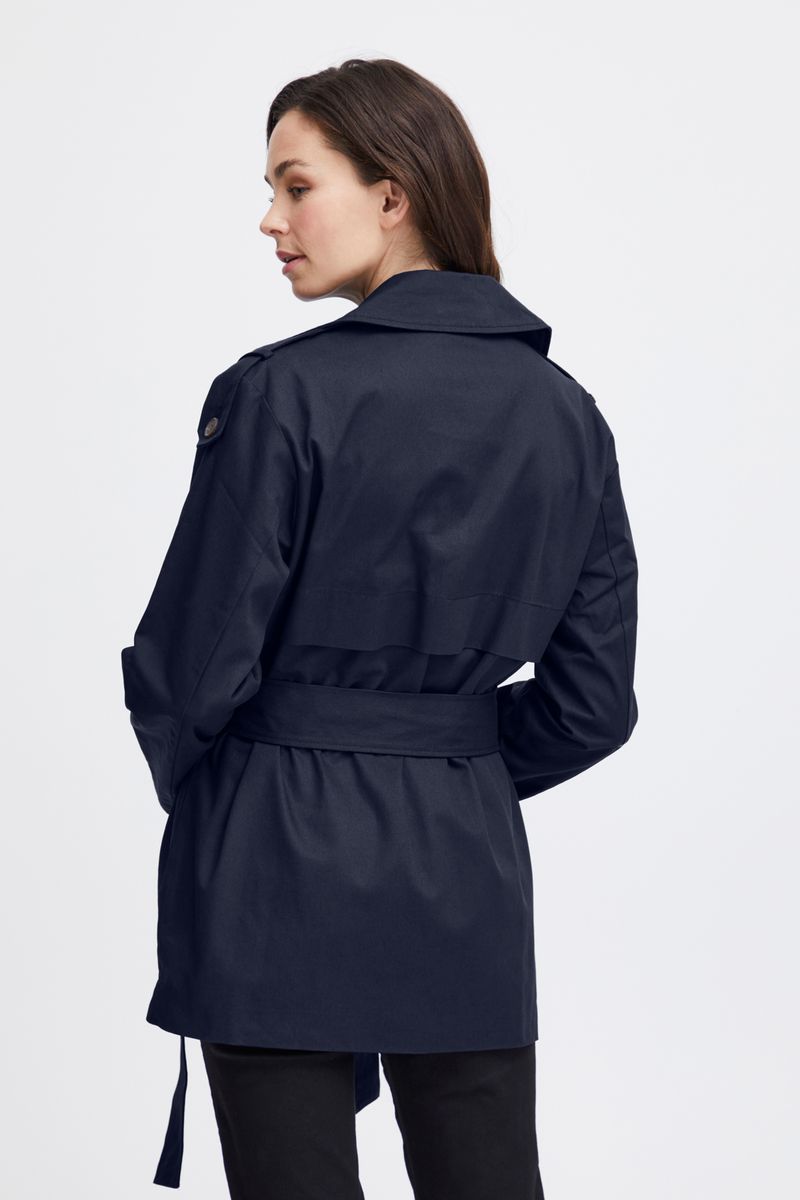 Fransa mørk blå trenchcoat