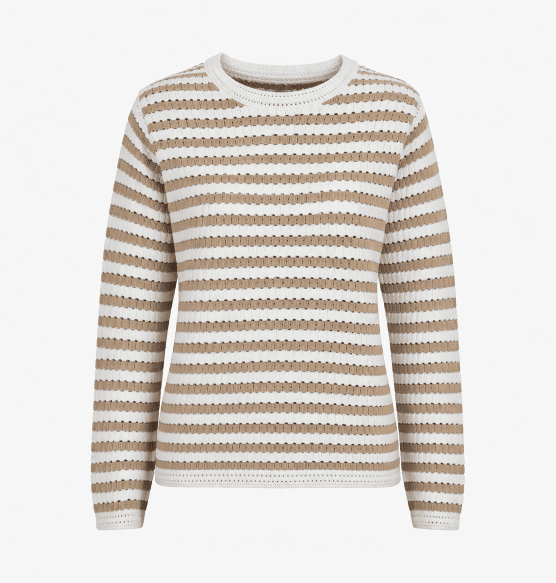 Lisen bomullsgenser sandfarget stripe