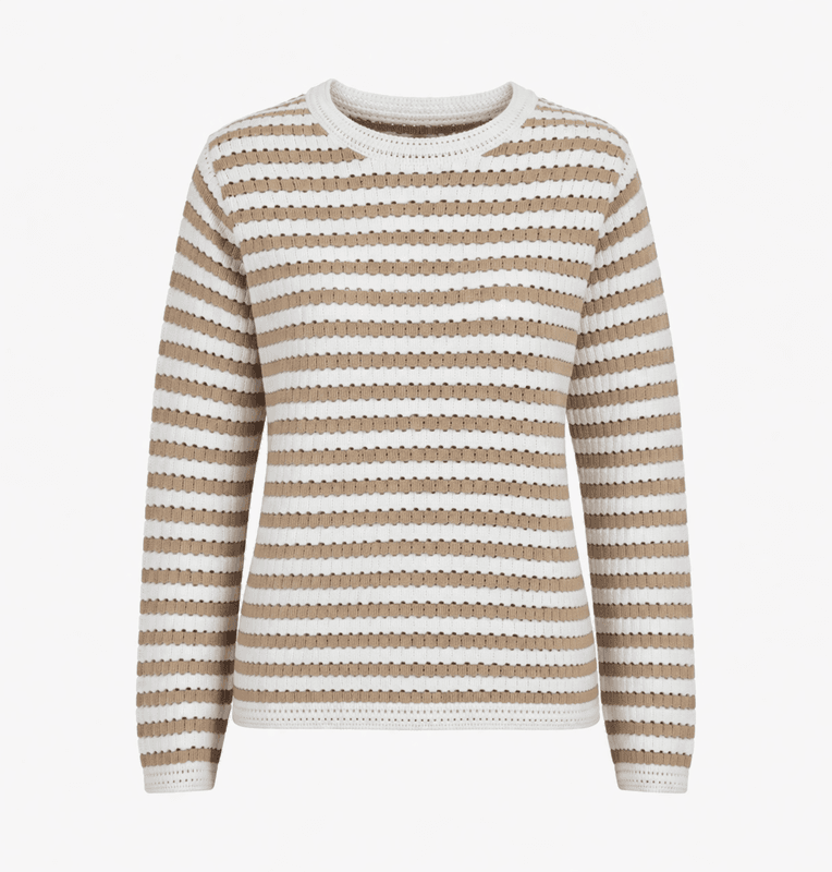 Lisen bomullsgenser sandfarget stripe