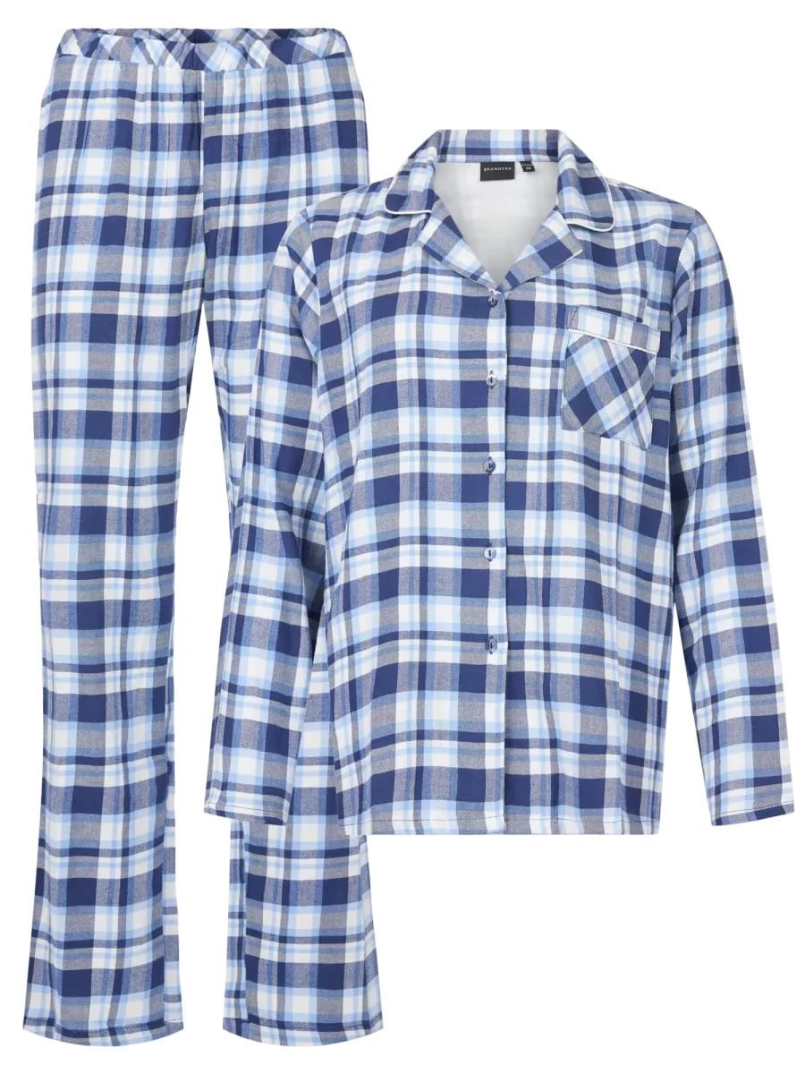 Edel flanellpyjamas rutet blå