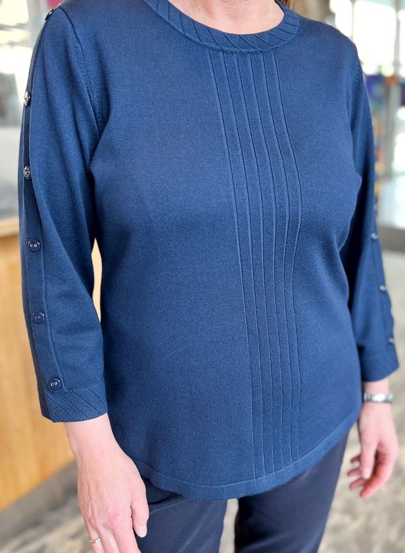 Sølvi genser med knapper marine